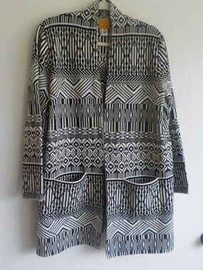 Ruby Rd. Cardigan Sweater - X-Large - Black/White Pockets Long Sleeve (2311)